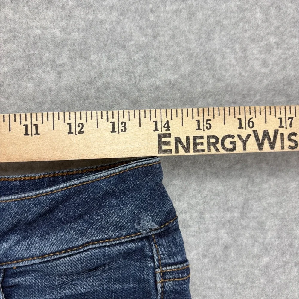 American Eagle Jeans Shorts Womens 8 Blue Dark Wash Super Stretch Distressed - Picture 4 of 8